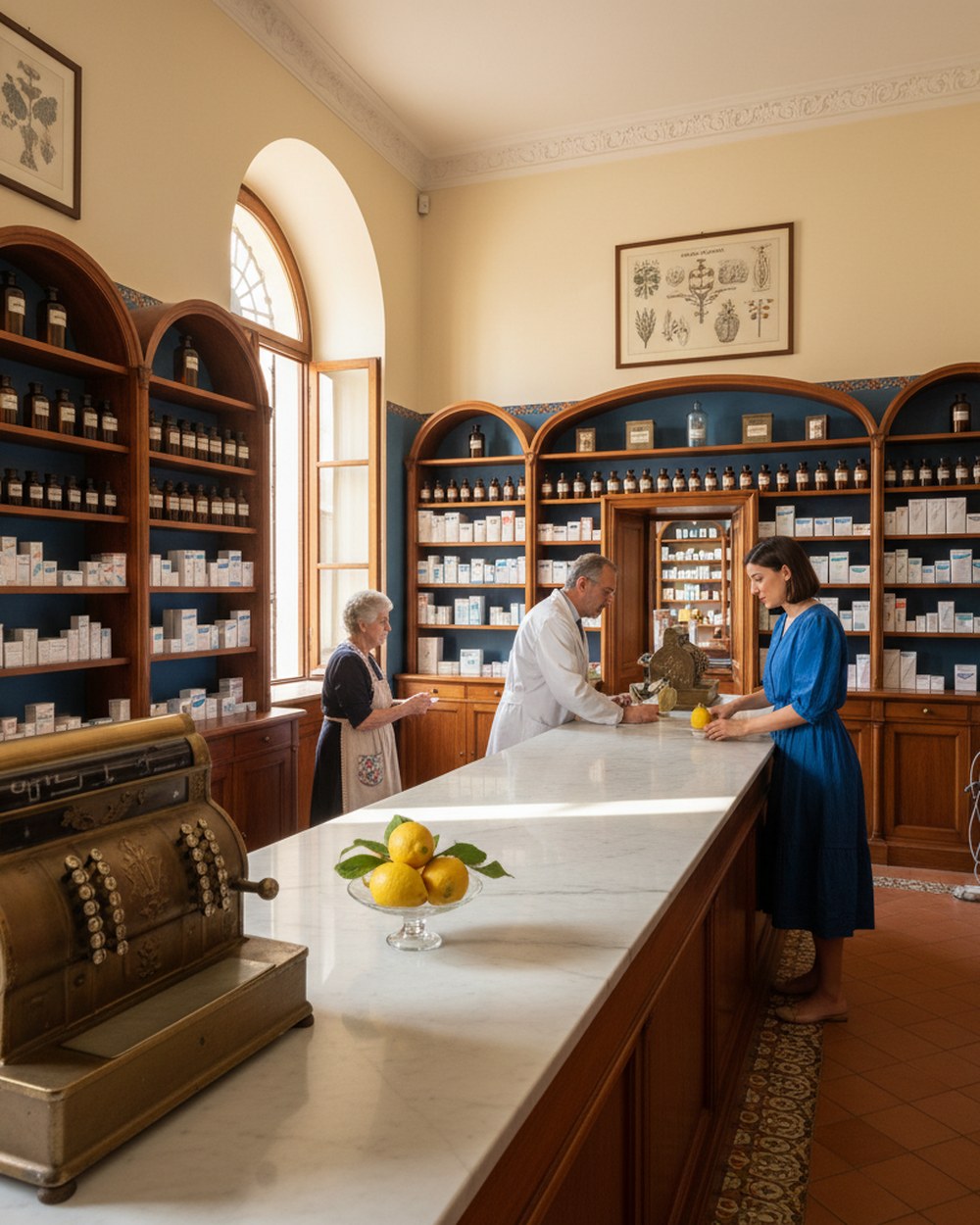 Interno della Farmacia Vetro nel centro di Palermo